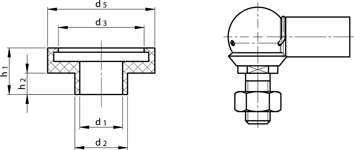 Dimensioned Drawing Angle Joint Protection Caps for Angle Joints acc. DIN 71802